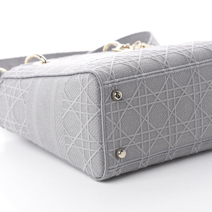 Christian Dior Canvas Embroidered Cannage Medium Lady D-Lite Gray 5 of 7