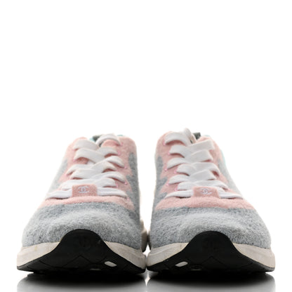 Chanel Mixed Fabrics Knit Sneakers 36 Grey Pink Blue 2 of 9