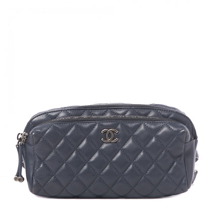 Chanel Calfskin Quilted Waist Bag Blue 1 of 10