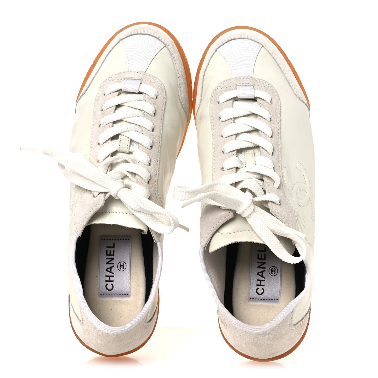Calfskin Suede Womens CC Sneakers 39 White