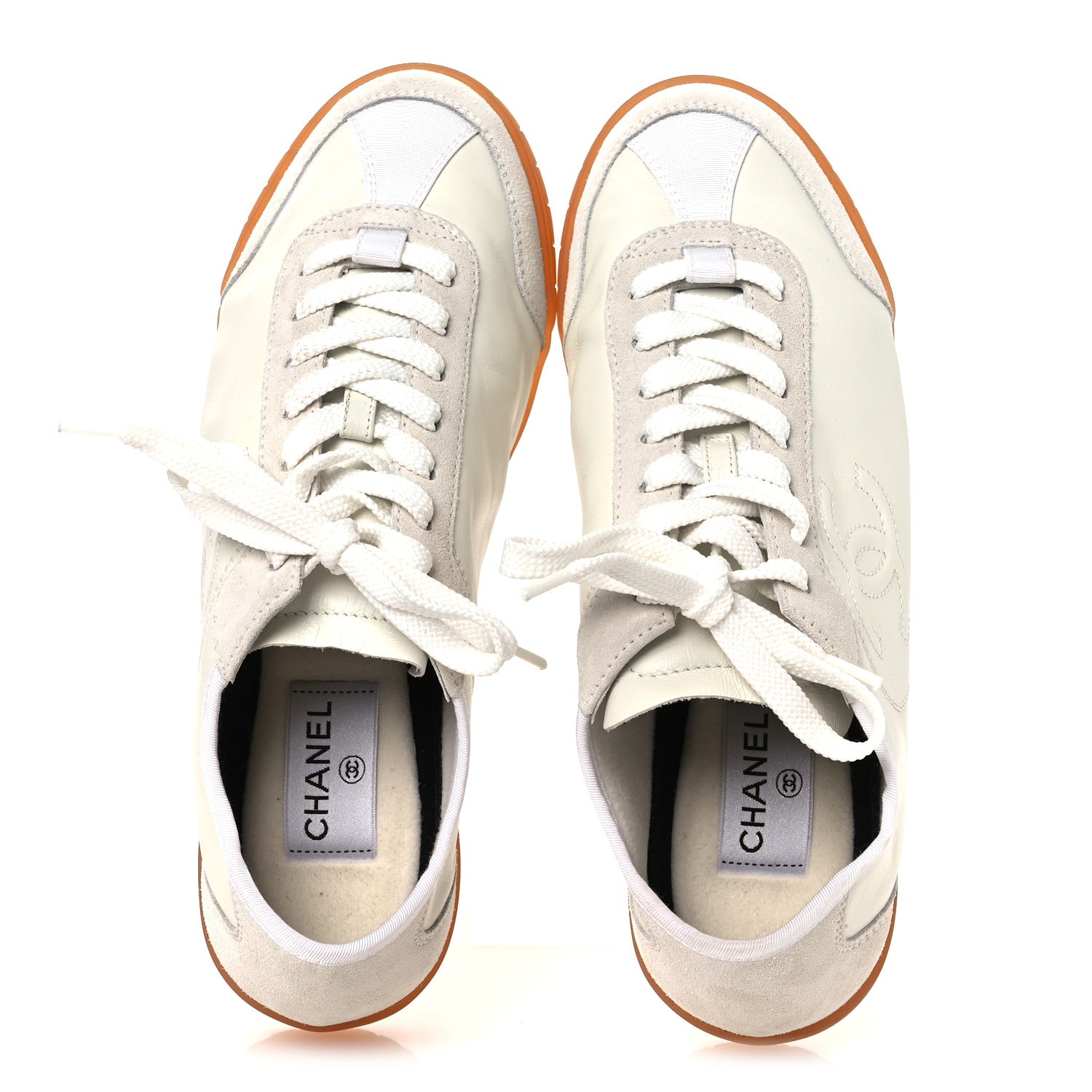 Chanel Calfskin Suede Womens CC Sneakers 39 White 2 of 11