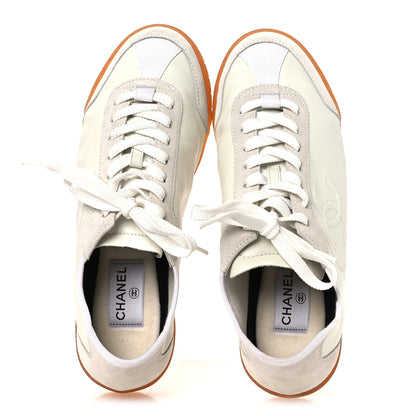 Chanel Calfskin Suede Womens CC Sneakers 39 White 2 of 11