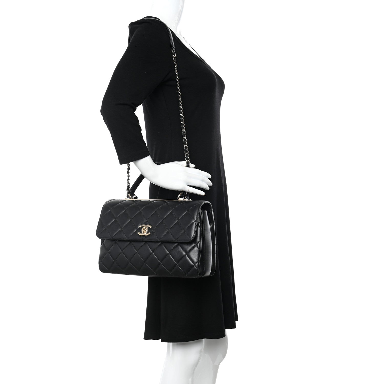 Chanel Lambskin Quilted Medium Trendy CC Flap Dual Handle Bag Black 2 of 12