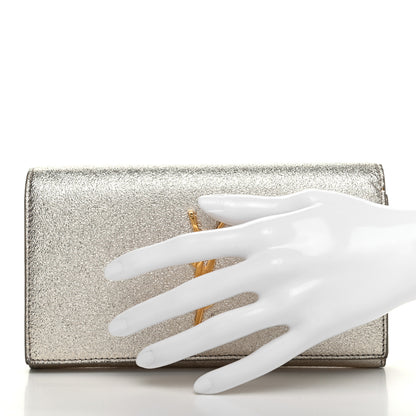 Saint Laurent Metallic Calfskin Classic Monogram Cassandre Wallet Silver 2 of 10