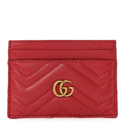 Gucci Calfskin Matelasse GG Marmont Card Holder Hibiscus Red 1 of 6