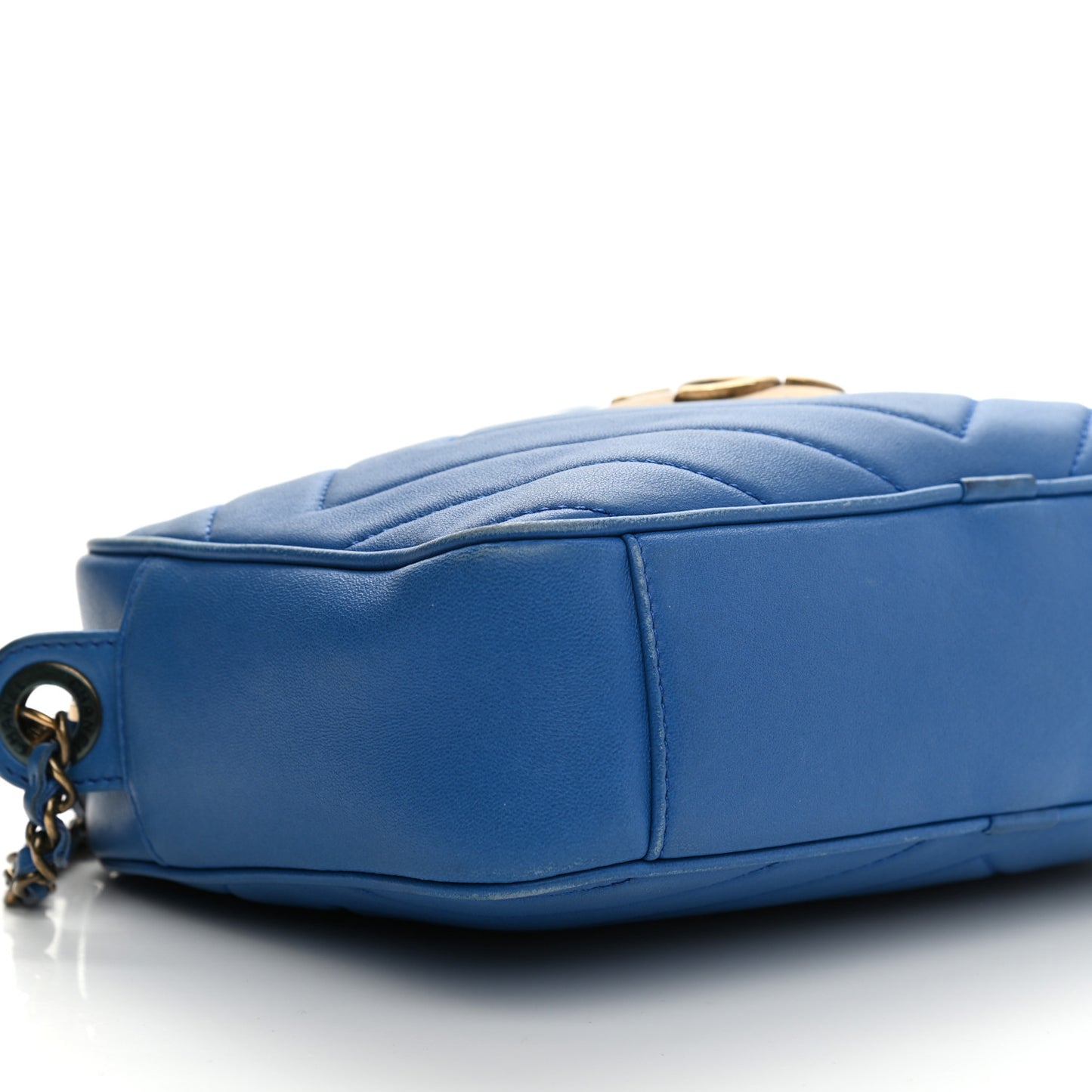 Lambskin Chevron Quilted Pyramid CC Camera Case Blue