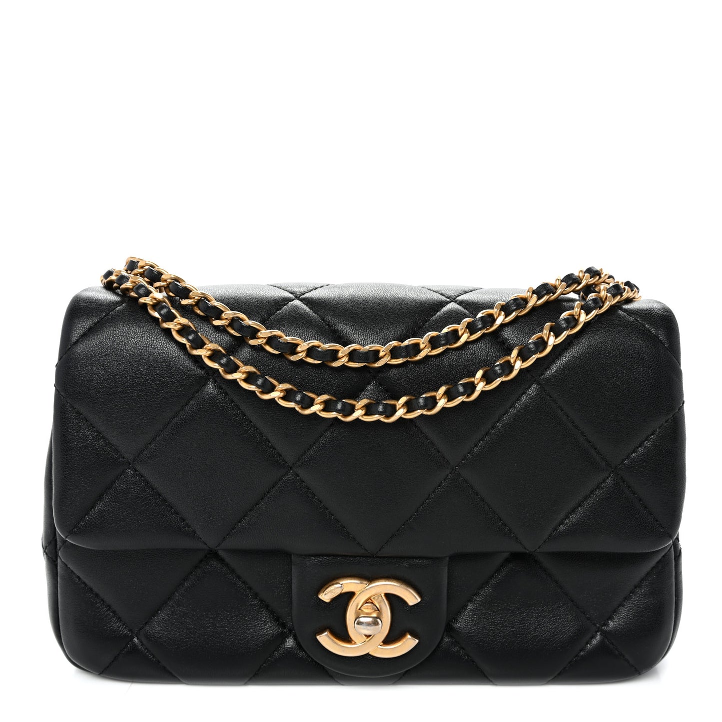 Lambskin Quilted Pearl Small Flap Black