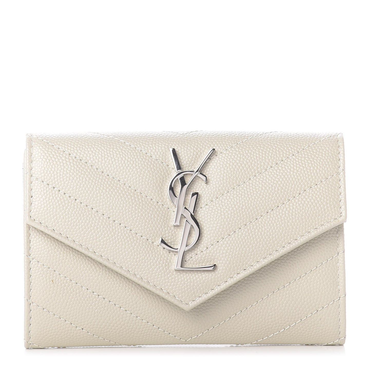 Grain De Poudre Matelasse Chevron Small Monogram Envelope Wallet Crema Soft