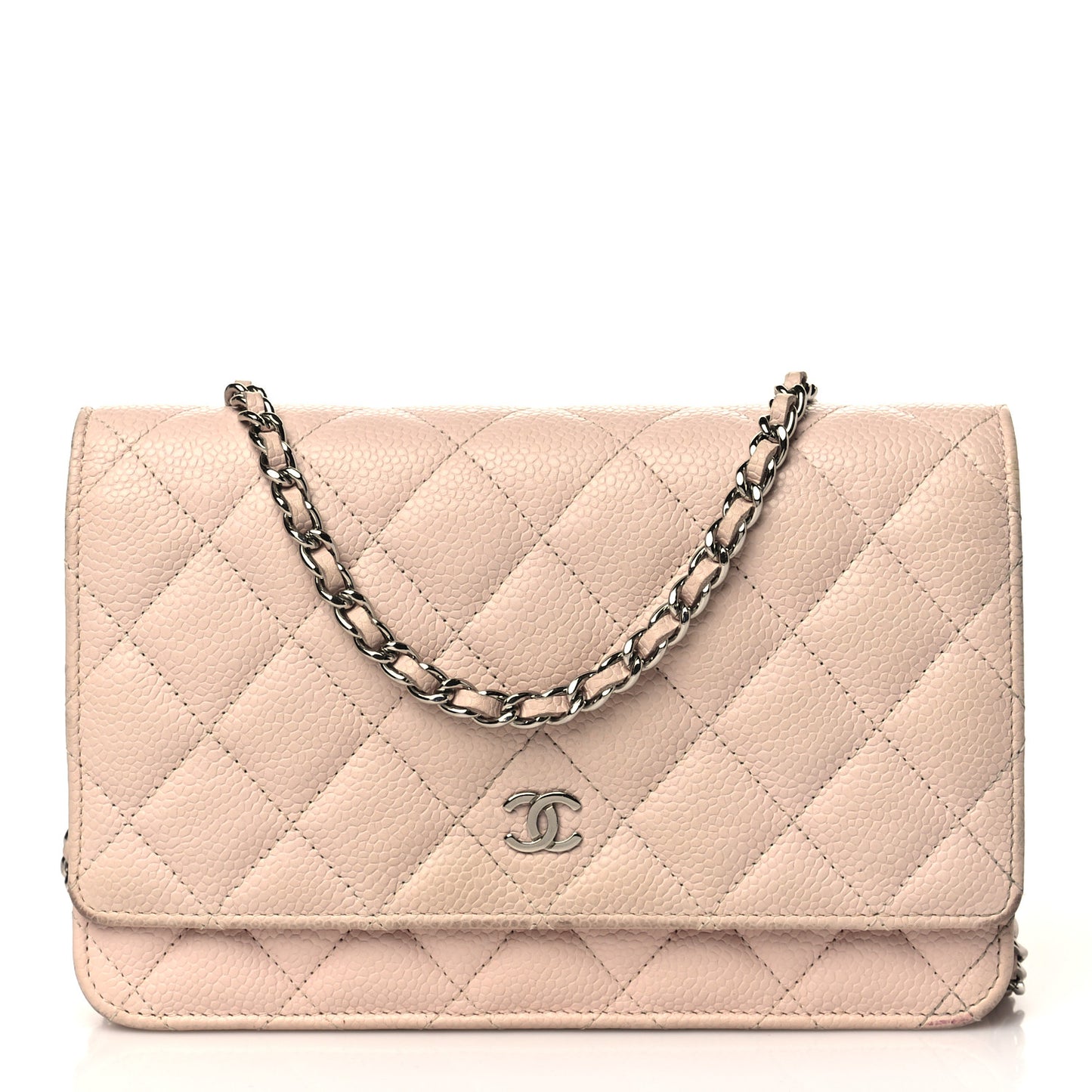 Caviar Quilted Wallet On Chain WOC Light Pink