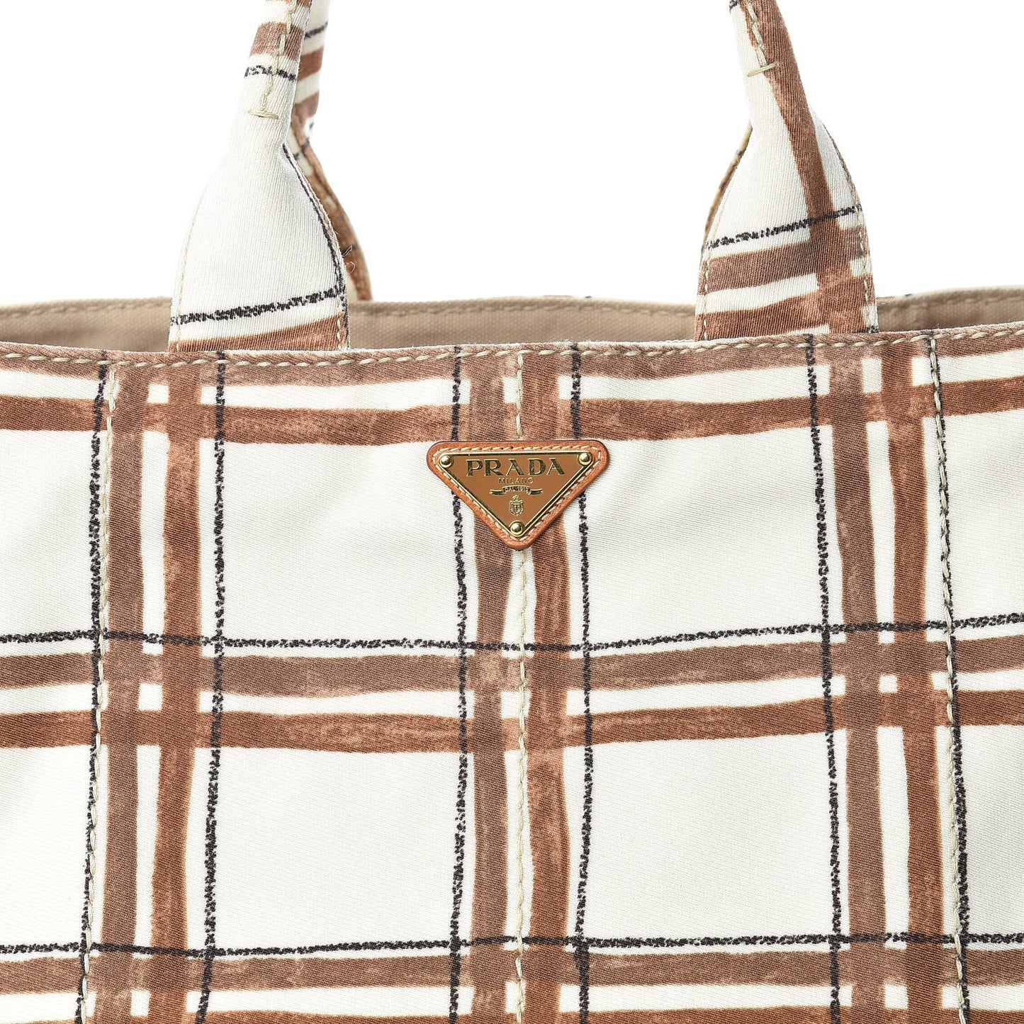 Tessuto Stampato Plaid Tote Moro