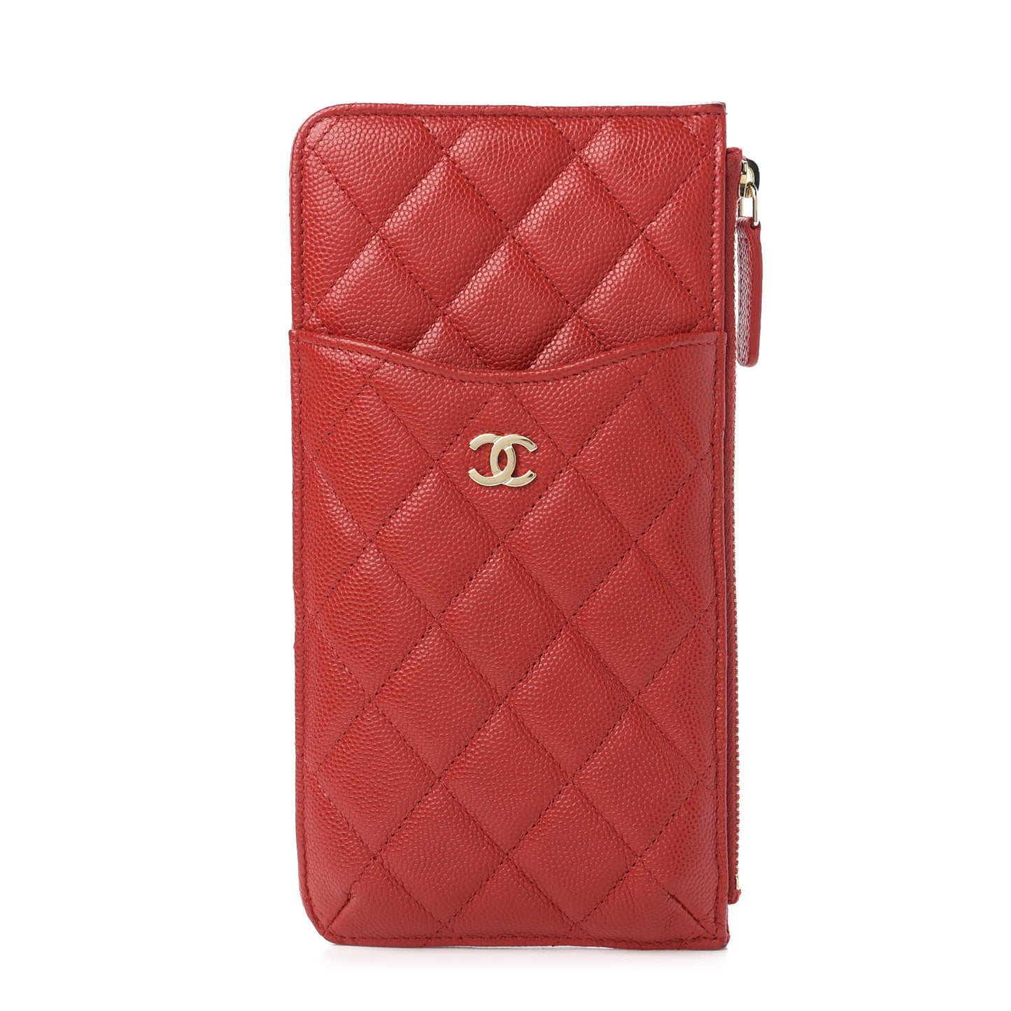 Caviar Quilted Classic iPhone Pouch Red