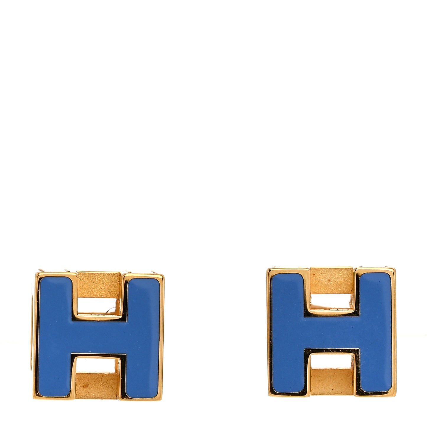 Gold Lacquered Cage d'H Earrings Bleu Transat