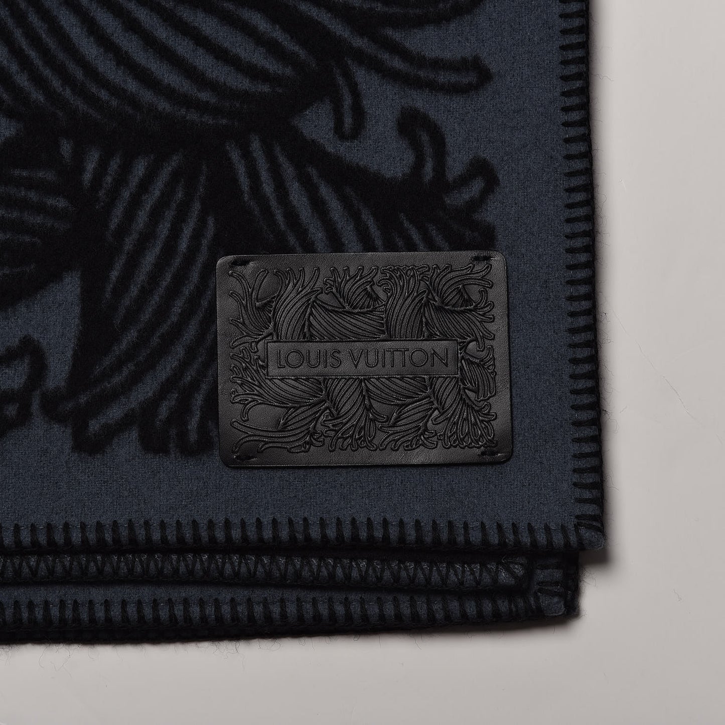 Wool Rope Throw Blanket Black Indigo