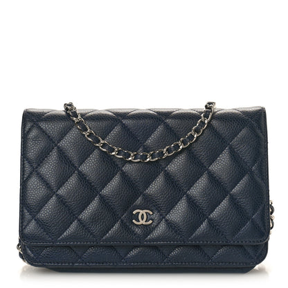 Chanel Caviar Quilted Wallet on Chain WOC Navy 1 of 11