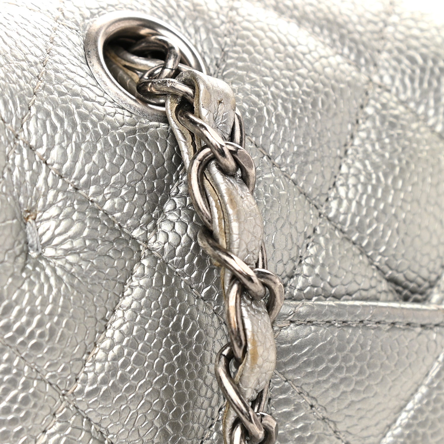 Chanel Metallic Caviar Quilted Medium Double Flap Silver 11 of 11