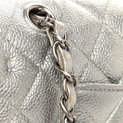 Chanel Metallic Caviar Quilted Medium Double Flap Silver 11 of 11