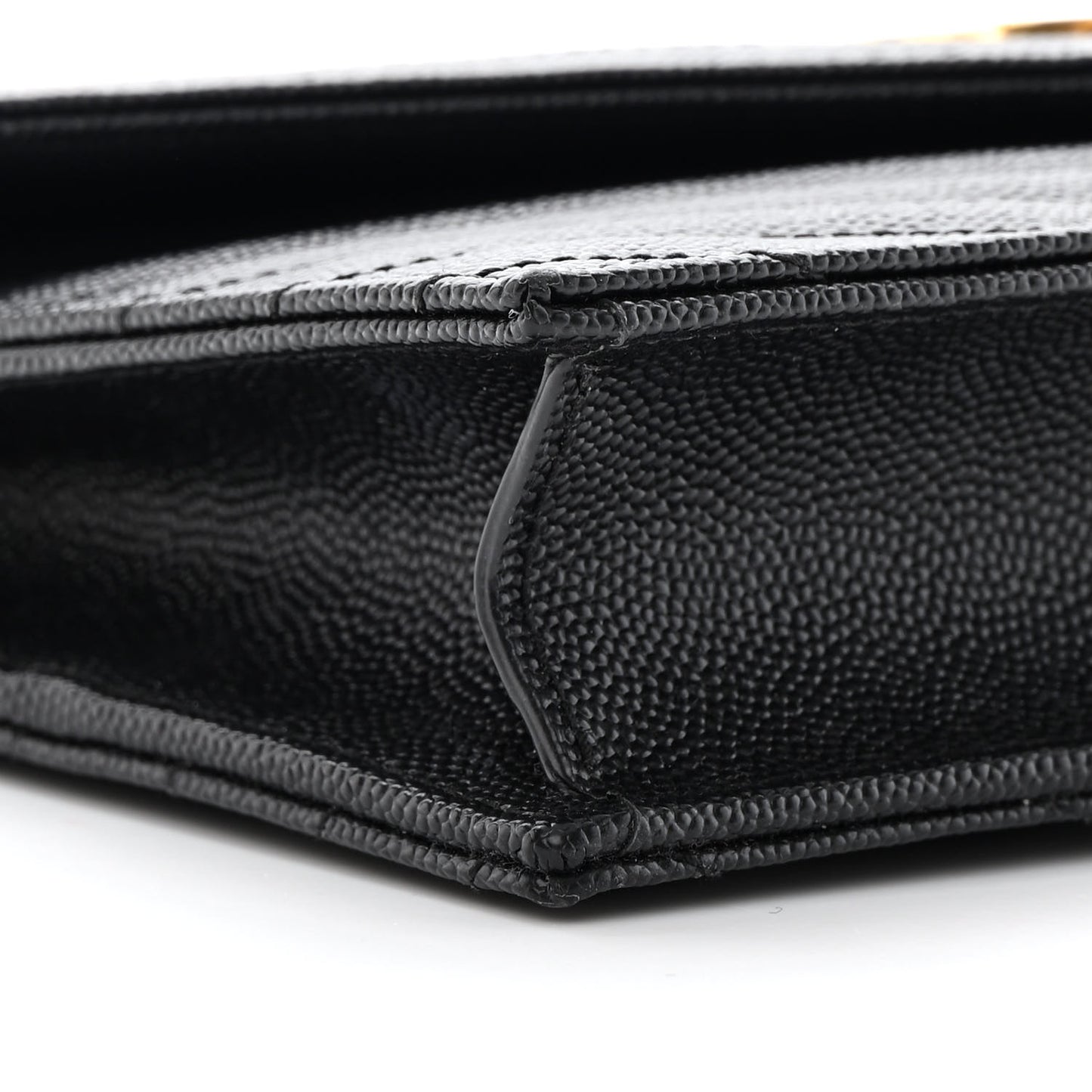 Grain De Poudre Matelasse Chevron Monogram Envelope Chain Wallet Black
