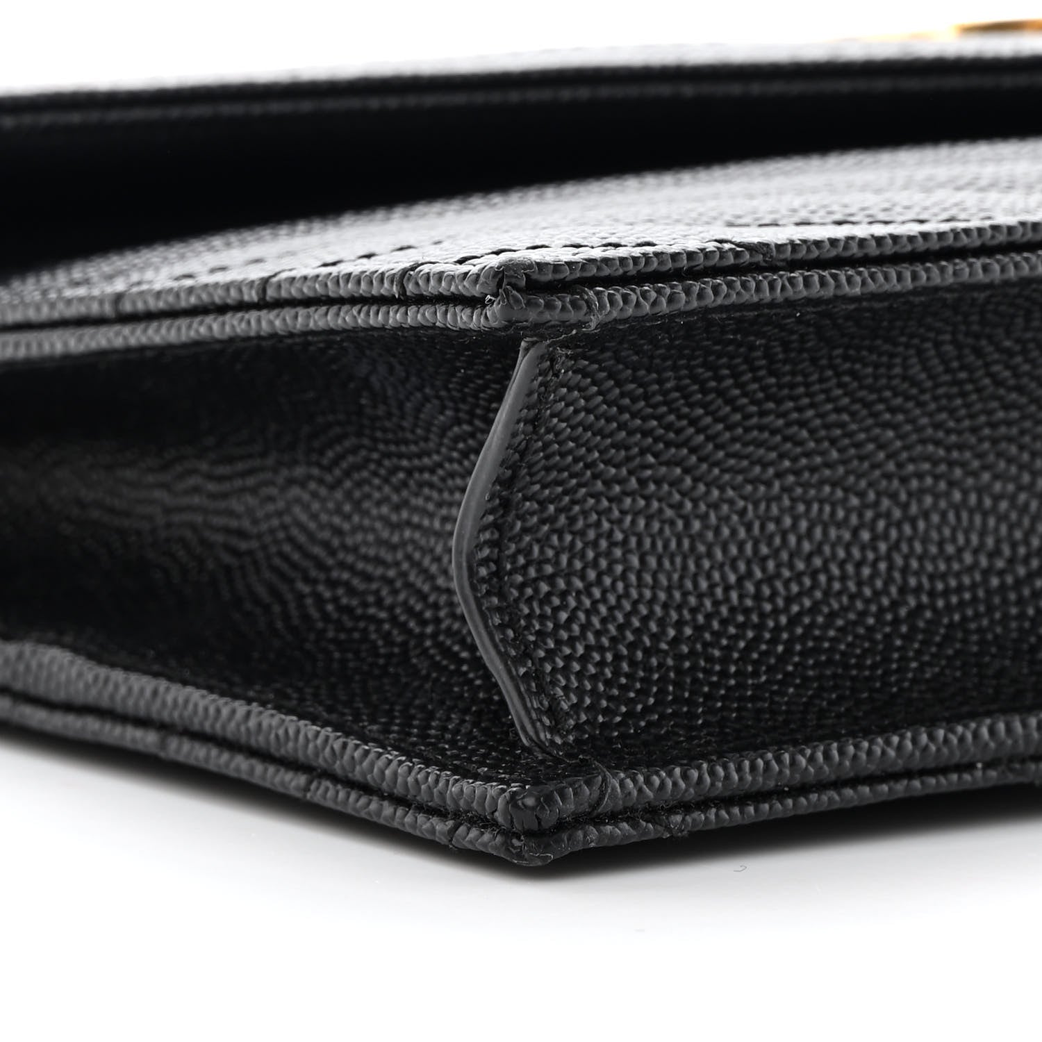 Saint Laurent Grain De Poudre Matelasse Chevron Monogram Envelope Chain Wallet Black 9 of 15