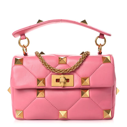 Valentino Garavani Nappa Medium Roman Stud Shoulder Bag Flamingo Pink 1 of 8