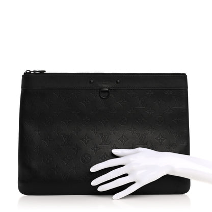 Louis Vuitton Calfskin Monogram Shadow Discovery Pochette Black 2 of 13