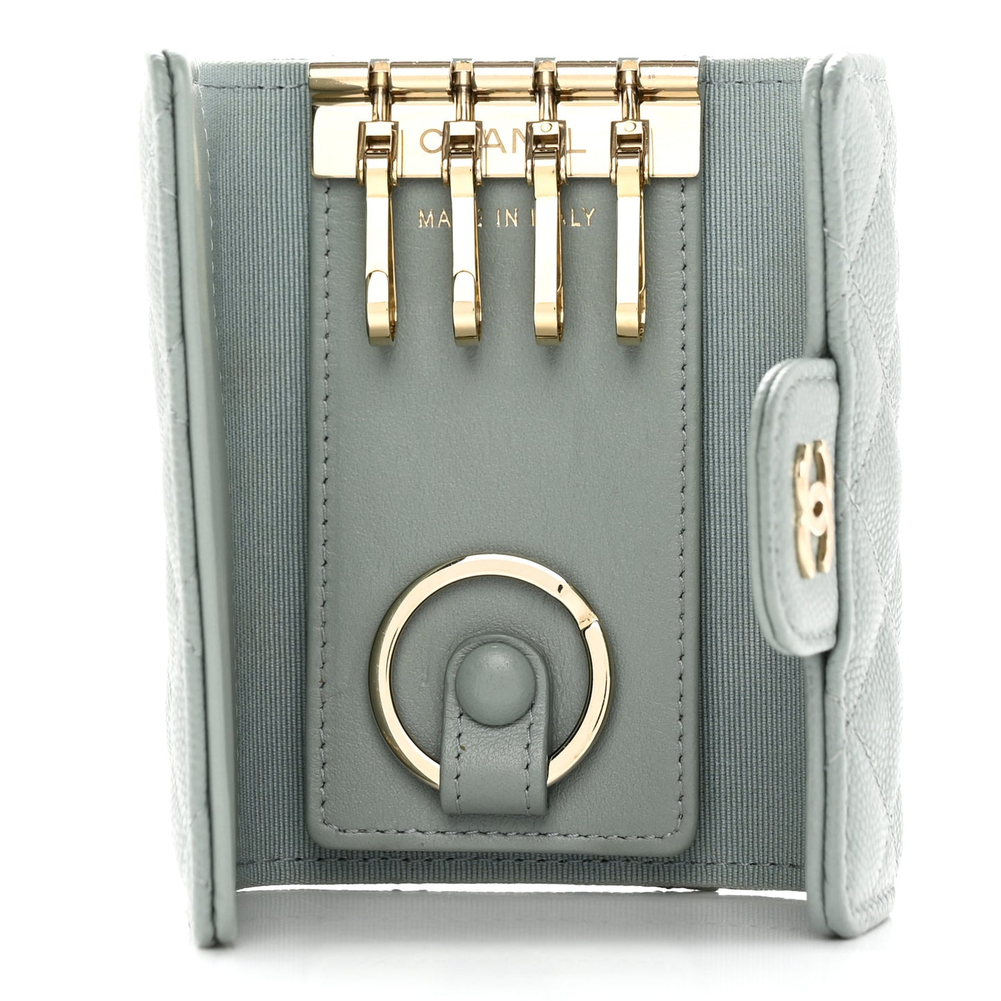 Caviar Quilted Classic 4 Key Holder Wallet Grey