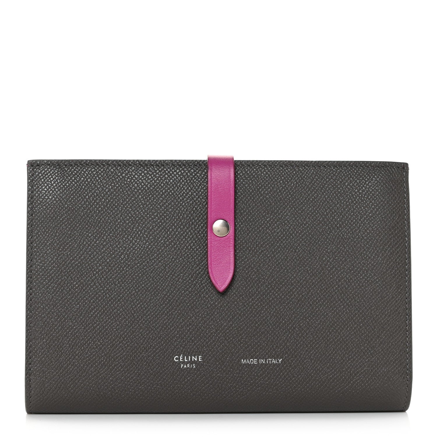 Celine Grained Calfskin Large Multifunction Strap Wallet Grey Pink 1 of 10