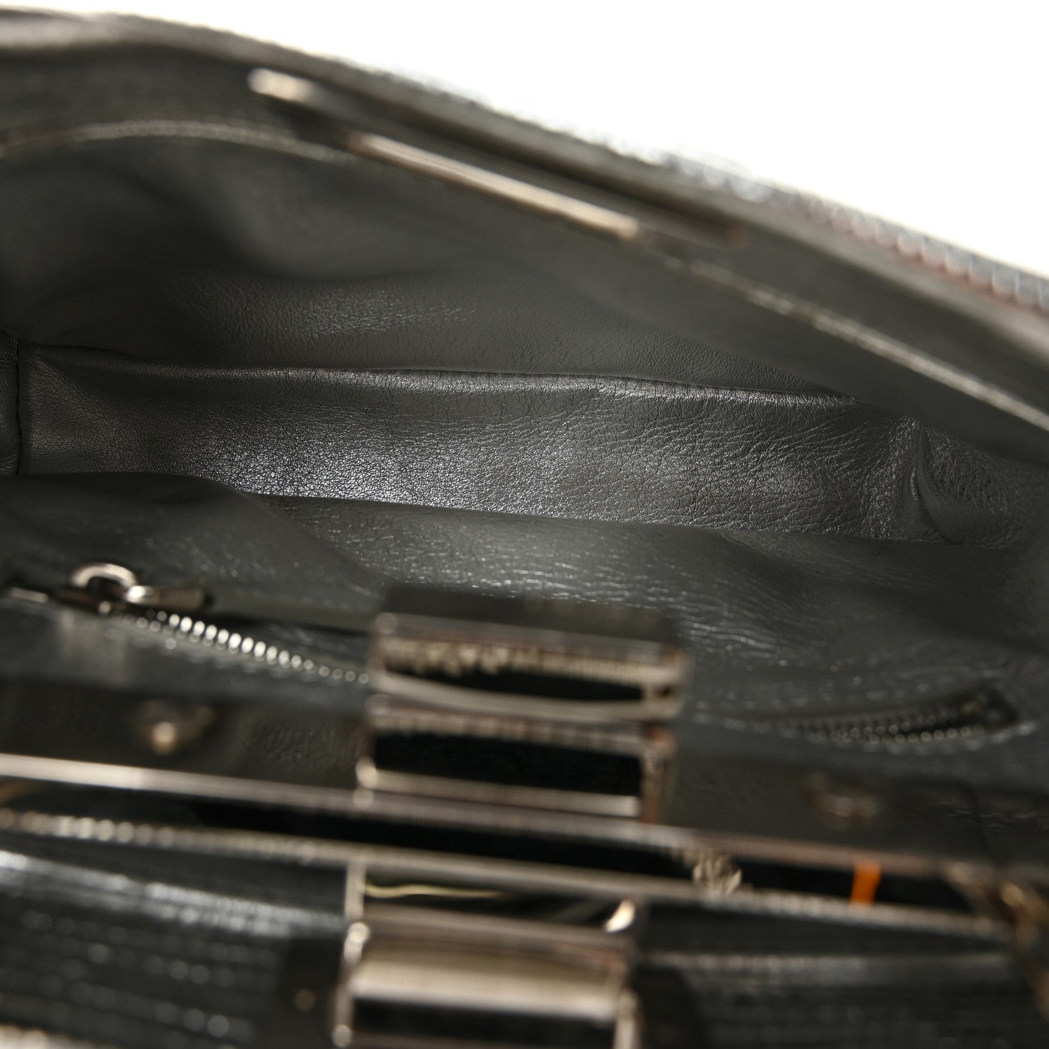 Fendi Metallic Lizard XS Peekaboo Iconic Satchel Silver 5 of 10