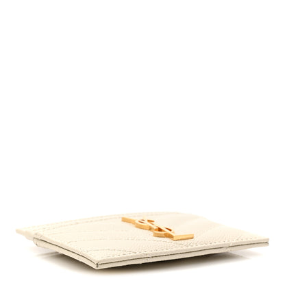 Saint Laurent Grain De Poudre Matelasse Chevron Monogram Credit Card Case Crema Soft 4 of 8