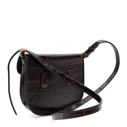 Celine Crocodile Embossed Calfskin Mini Symmetrical Bag Brown 3 of 9