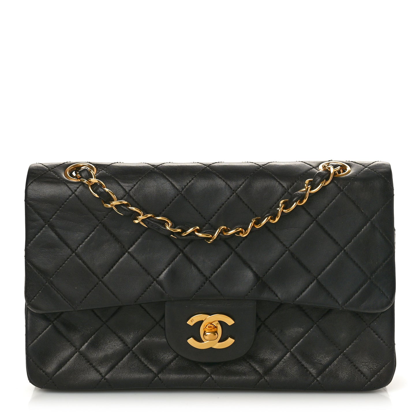 Lambskin Quilted Small Double Flap Black