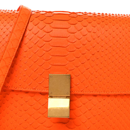 Celine Snakeskin Medium Classic Box Flap Orange 8 of 14