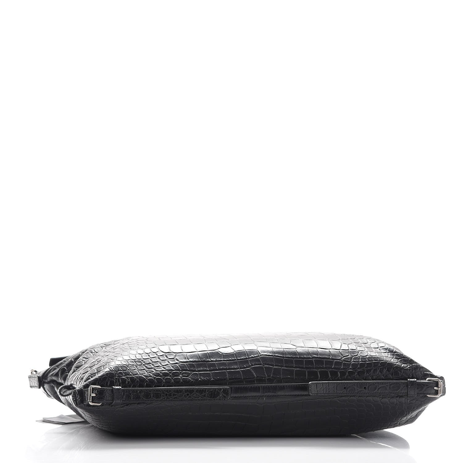 Saint Laurent Calfskin Crocodile Embossed Large Convertible ID Bag Black 5 of 8
