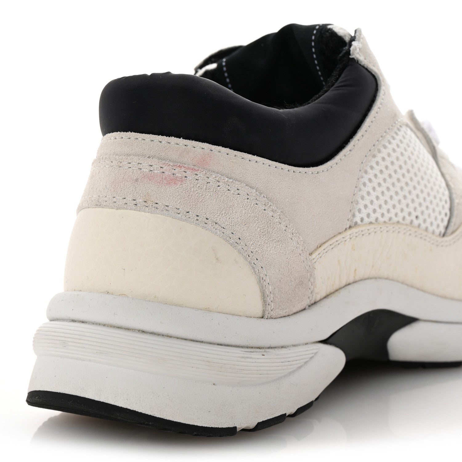 Chanel Mesh Suede Calfskin Grained Calfskin Womens CC Sneakers 35.5 White Black 16 of 17
