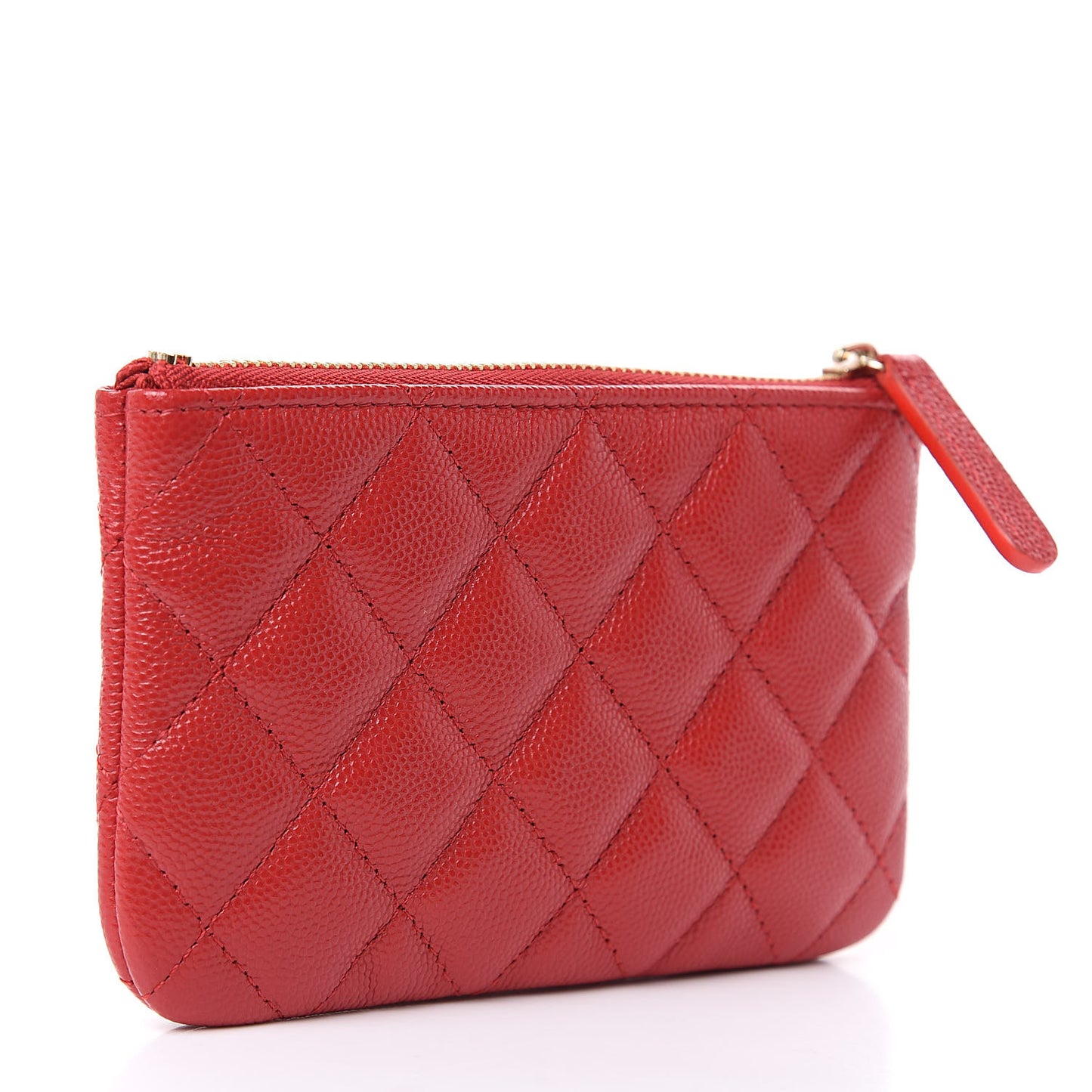 Caviar Quilted Small Cosmetic Case Red