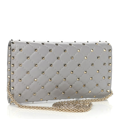 Valentino Garavani Nappa Rockstud Spike Wallet on Chain Pastel Grey 3 of 10