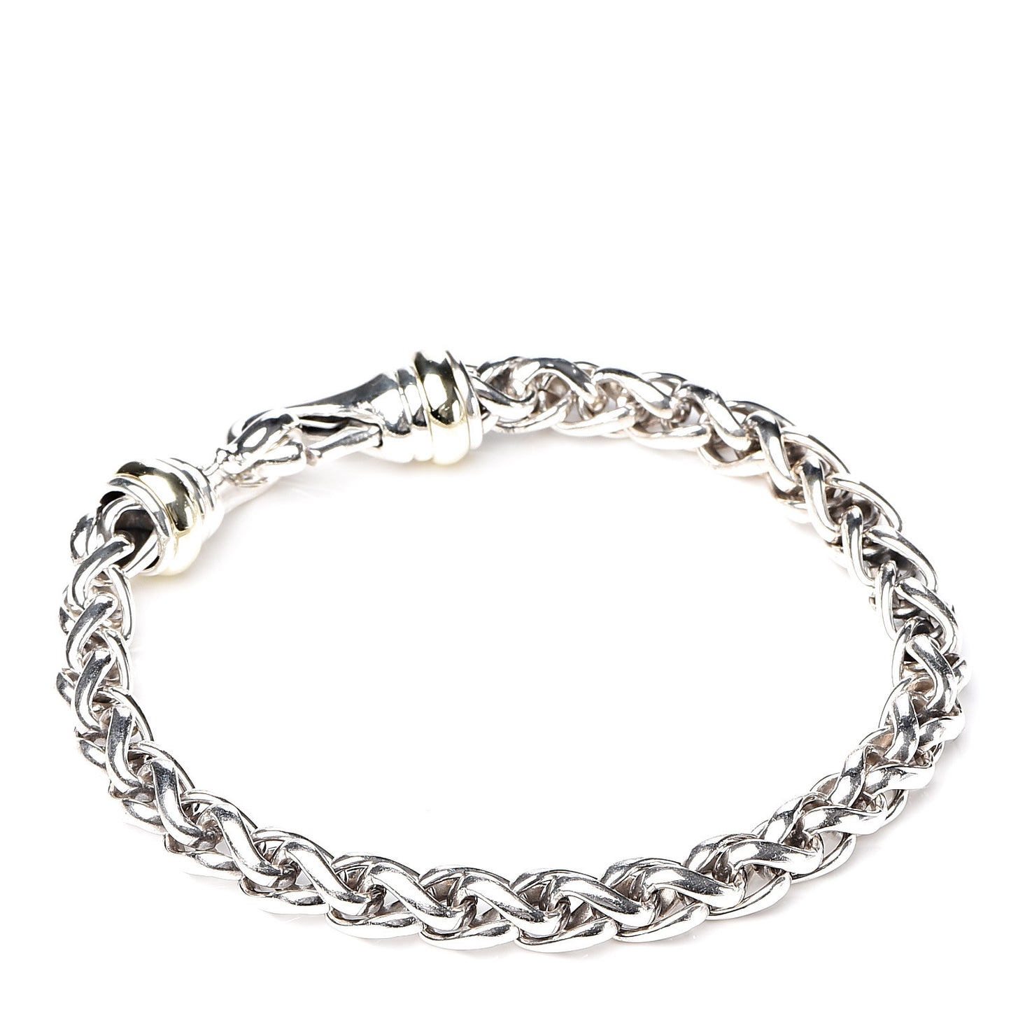 Sterling Silver 14K Yellow Gold 6mm Wheat Chain Bracelet