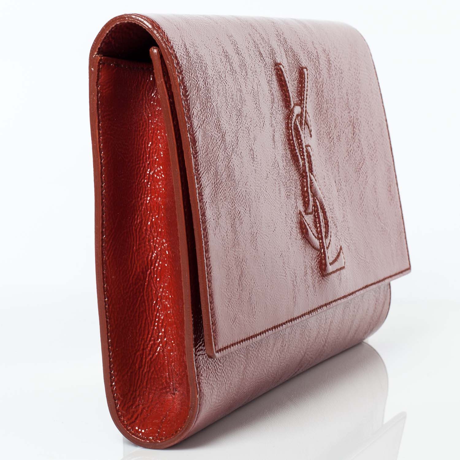 Saint Laurent Patent Belle de Jour Clutch Burnt Orange 4 of 9