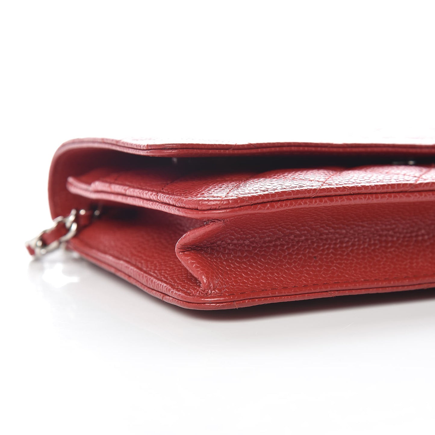 Caviar Quilted Wallet on Chain WOC Red