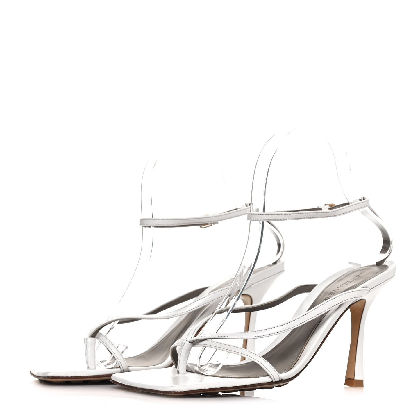 Lambskin Stretch Multi Strap 90mm Sandals 37.5 Optic White