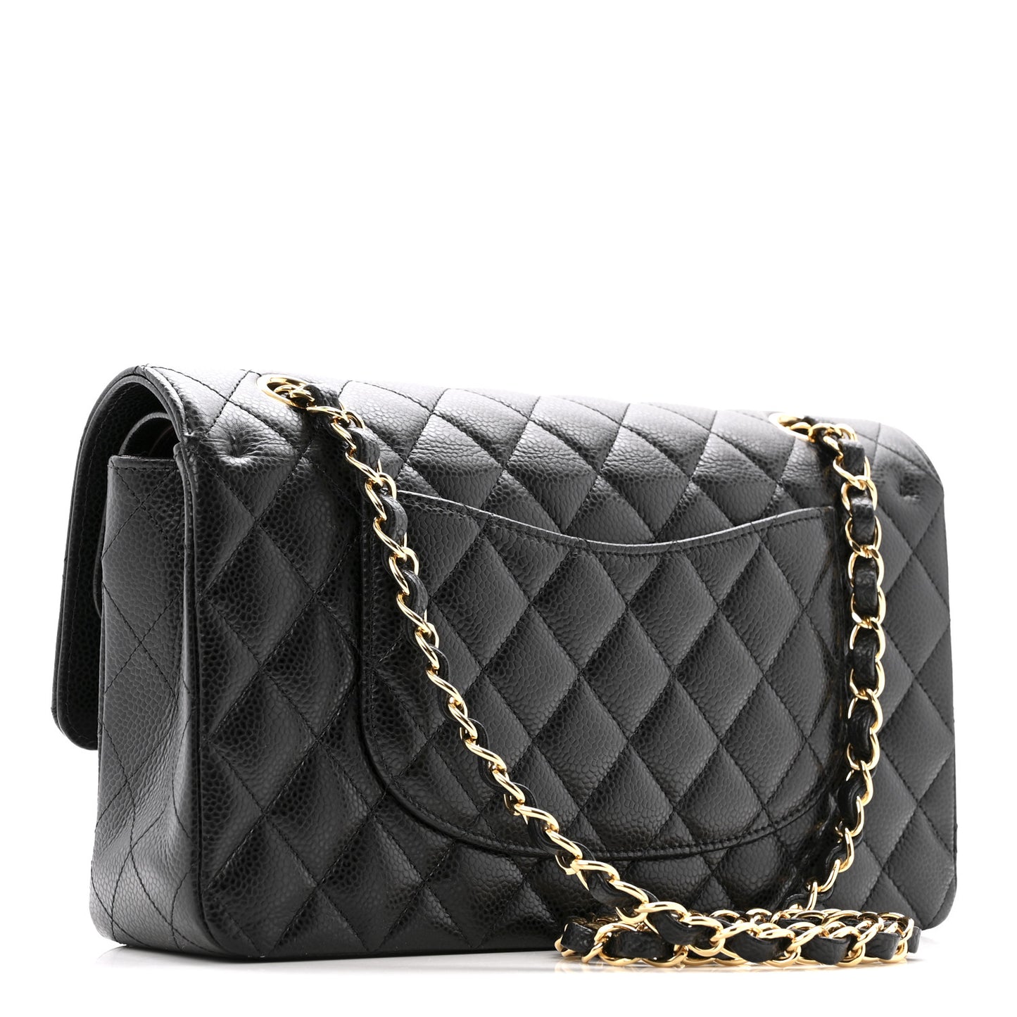 Caviar Quilted Medium Double Flap Black