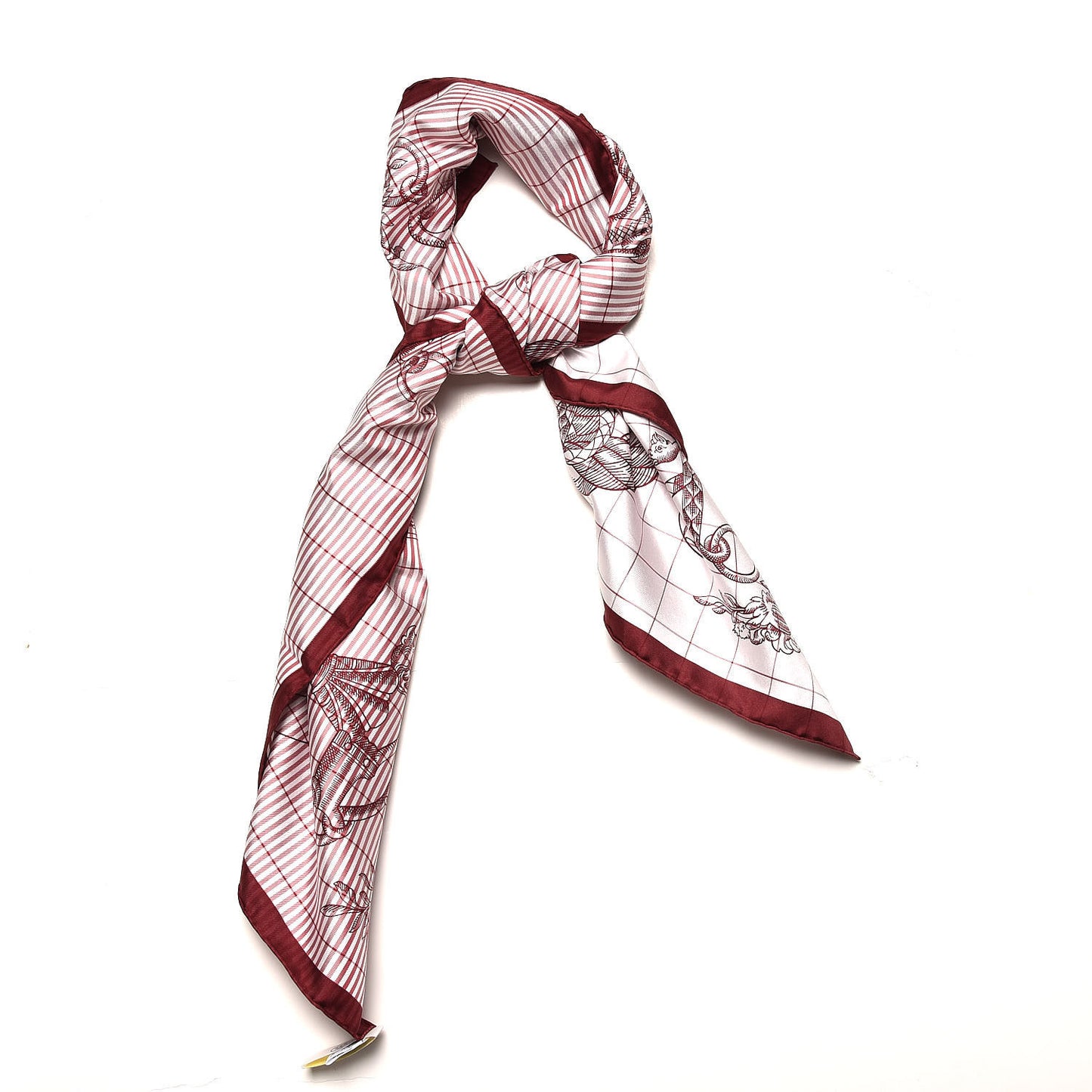 Silk Della Cavalleria Finesse Scarf 90 Bordeaux Blanc