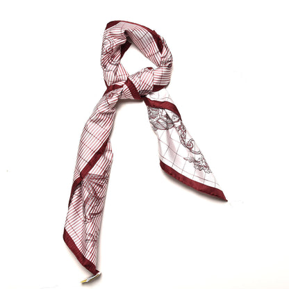 Hermes Silk Della Cavalleria Finesse Scarf 90 Bordeaux Blanc 3 of 7