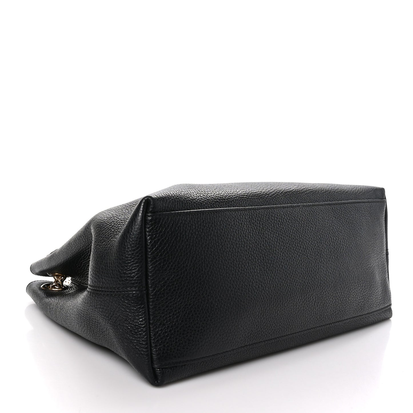 Pebbled Calfskin Medium Soho Chain Shoulder Bag Black