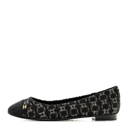 Chanel Tweed Cap Toe Ballerina Flats 36 Black 1 of 9