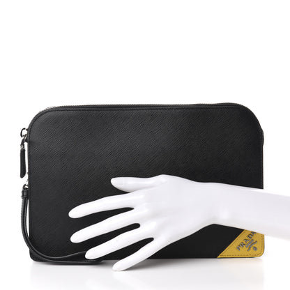 Prada Saffiano Travel Wristlet Clutch Black 2 of 11