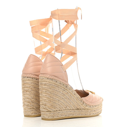 Gucci Nappa Matelasse GG Marmont Ankle Wrap Platform 35/120mm Espadrille Wedges 39 Skin Rose 4 of 15