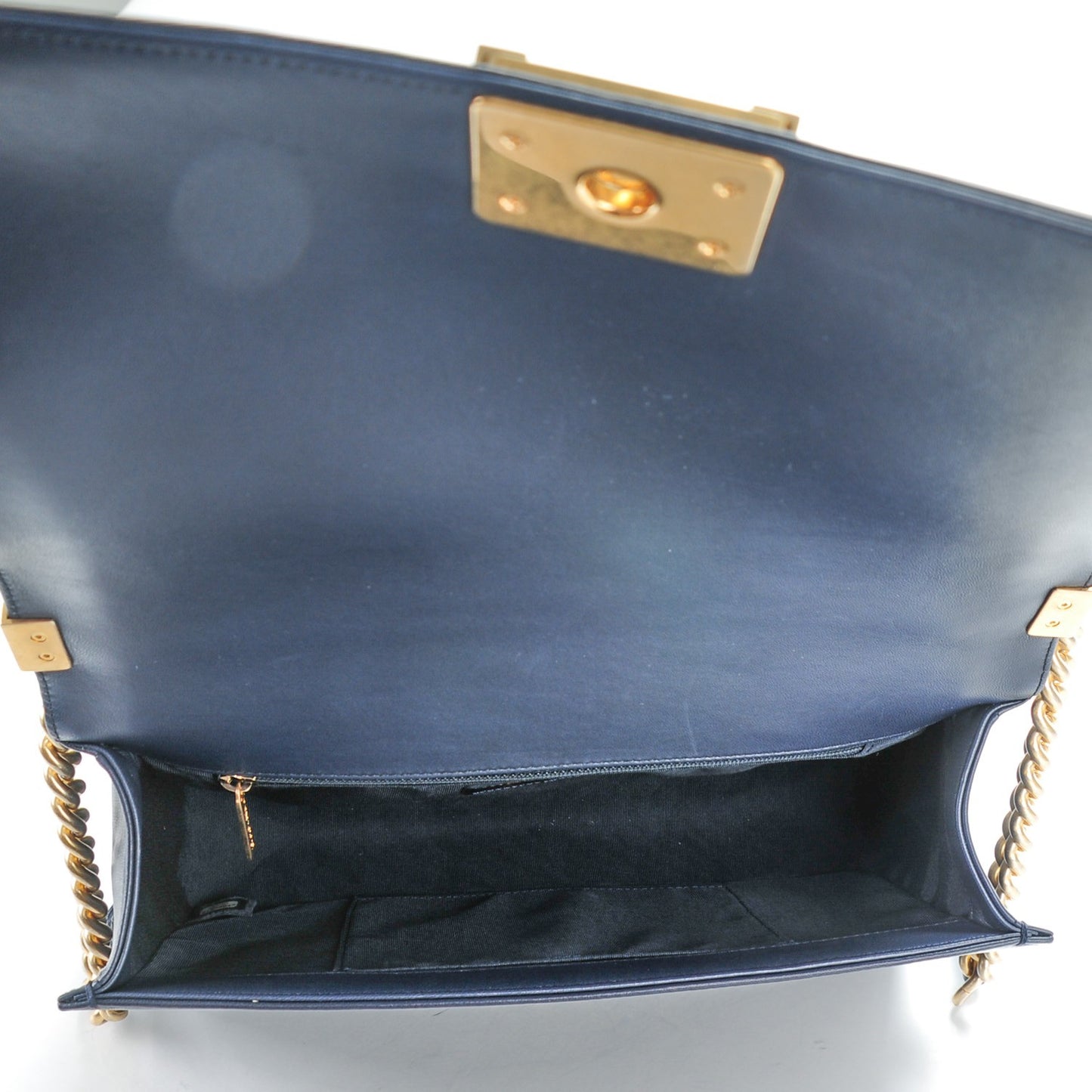 Lambskin Quilted New Medium Boy Flap Dark Navy Blue
