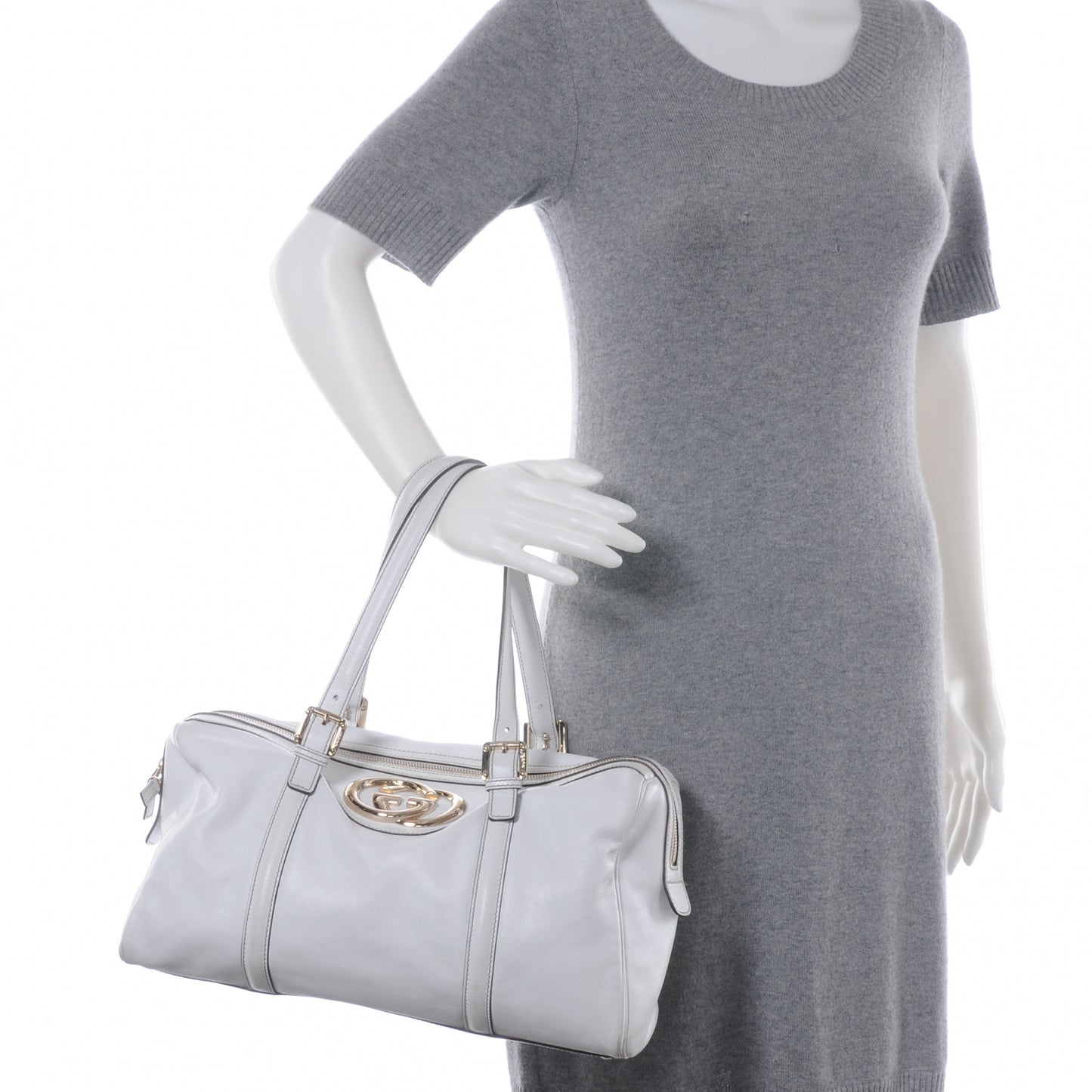 Leather Britt Large Boston White