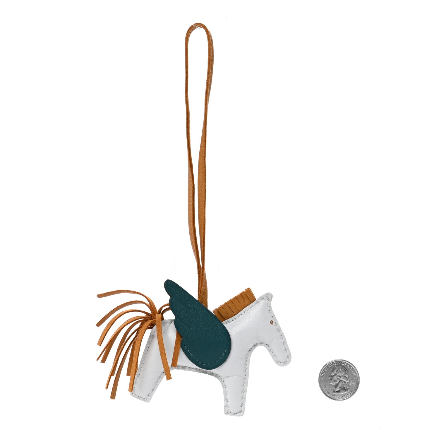 Hermes Milo Lambskin Grigri Rodeo Pegase Horse Bag Charm PM Bleu Brume Sesame Vert Bosphore 2 of 4