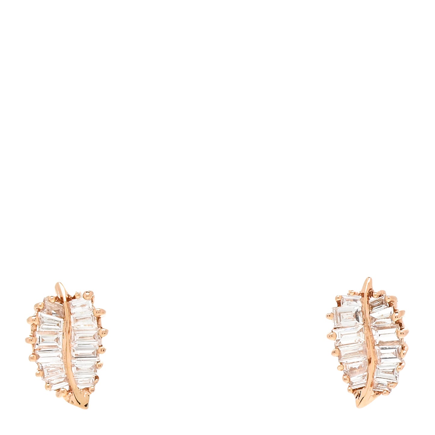 18K Rose Gold Diamond Small Palm Leaf Earrings